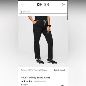 Women’s Figs Scrubs - Black - Yolo Skinny Scrub Pants - Size Large - Worn